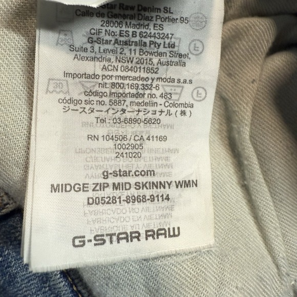 G-STAR RAW Midge Zip Mid Skinny Jeans Womens 31x30 Light Wash Stretch Whiskered - Picture 14 of 15